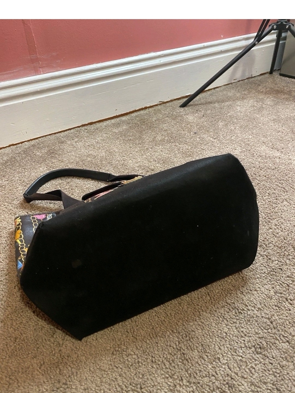 Dooney & Bourke Black Tote with Colorful Charm Chain Print - Picture 6 of 7